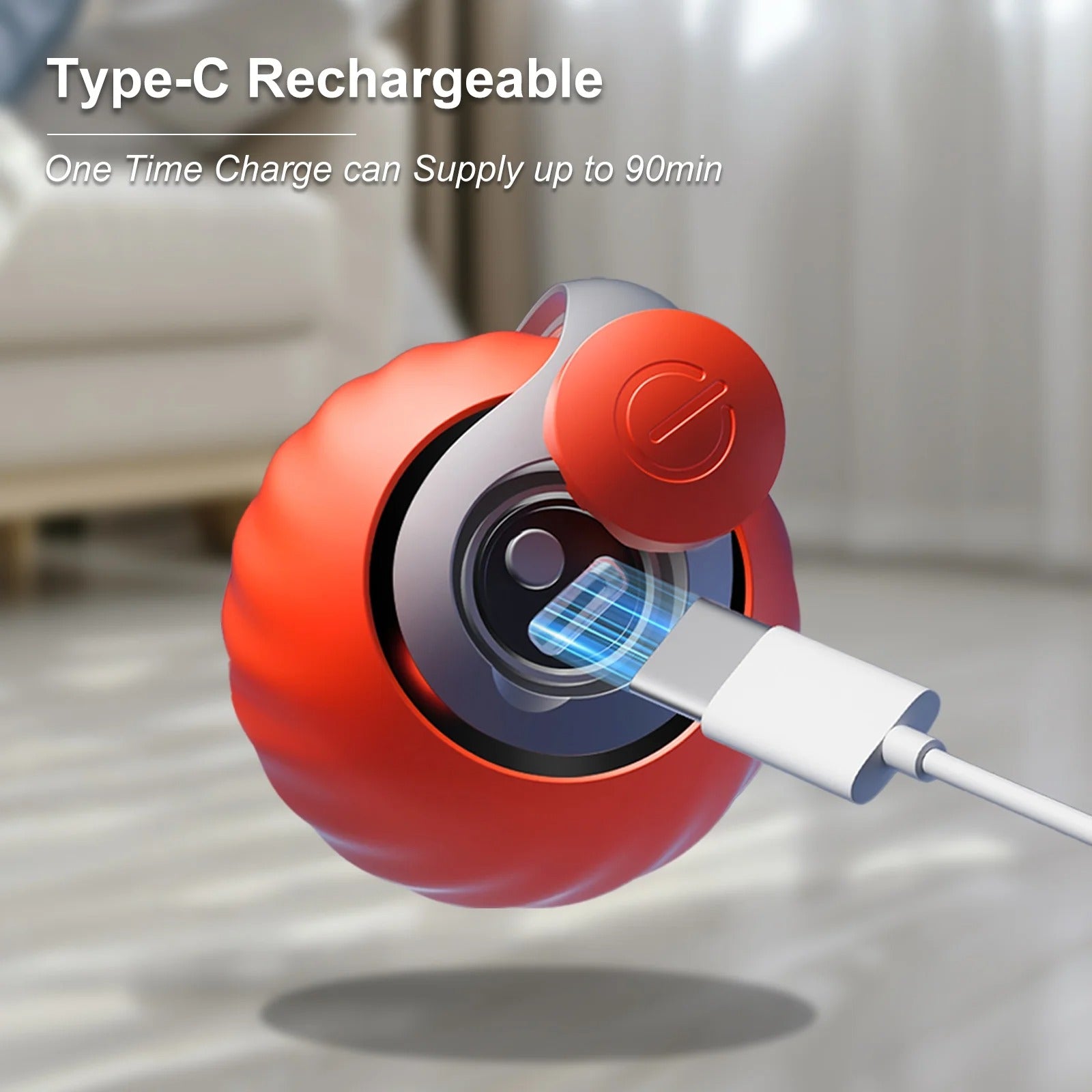 Interactive Cat Toys for Indoor Cats – Smart Automatic Rolling Ball with Rechargeable Battery, Adjustable Two-Speed Settings, Feather Accessory for Bored Adult Cats & Kittens, 2-Pack Blue and Orange