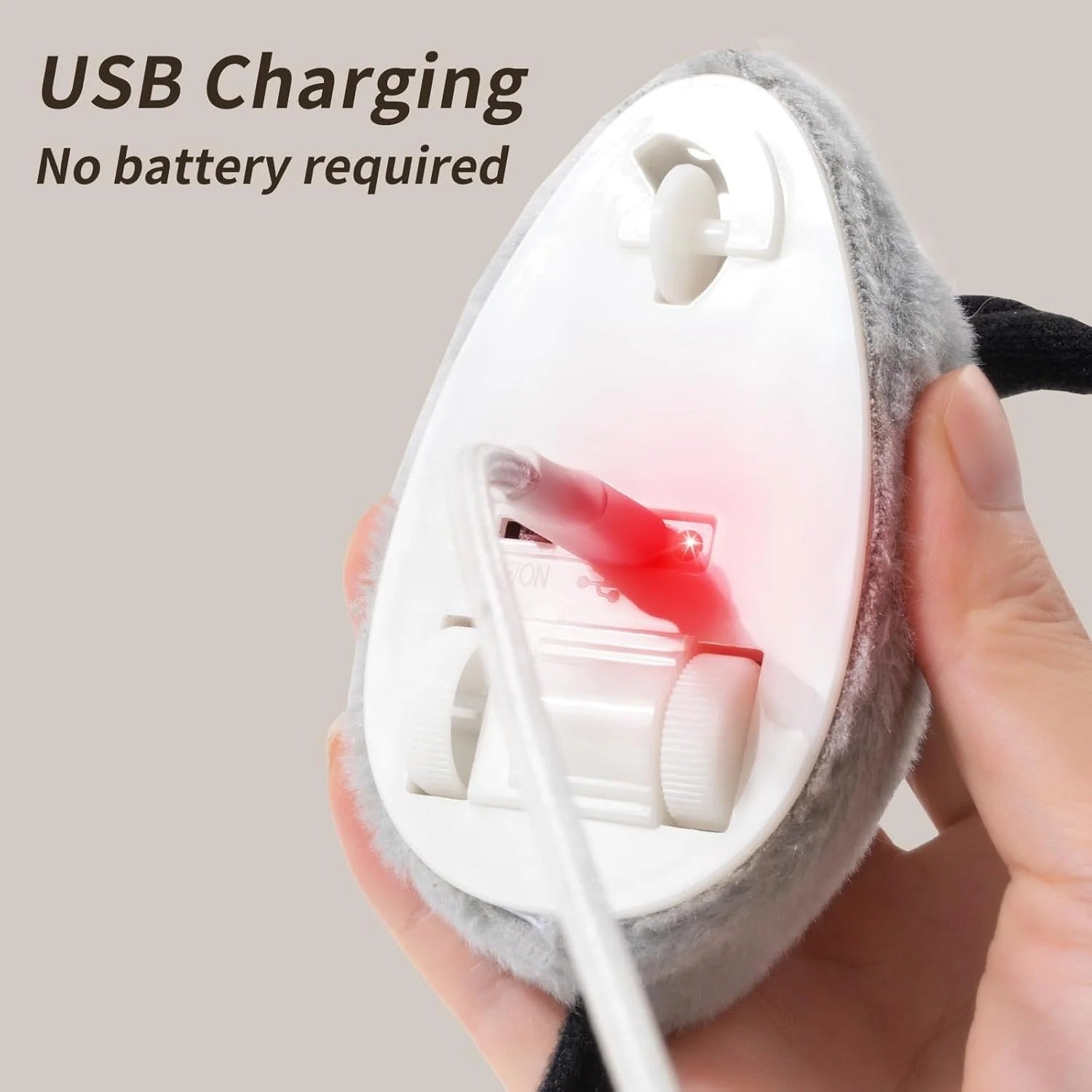 Interactive Rechargeable LED Cat Mouse Toy for Indoor Cats – Automatic Moving Electric Mouse with Feather Tail and Bell, Lifelike Cat Toys for Exercise, Boredom Relief, and All Breeds, Gray