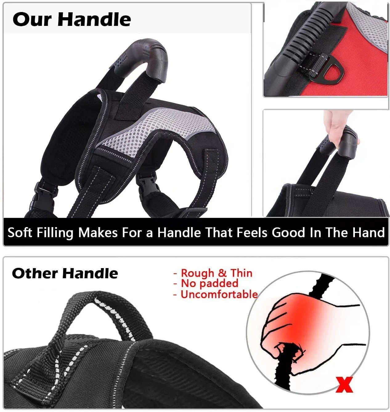 Escape Proof No Pull Dog Harness with Handle, Adjustable Soft Padded Vest Harness for Small Medium Large Dogs, Breathable Control Pet Harness for Walking Hiking Training