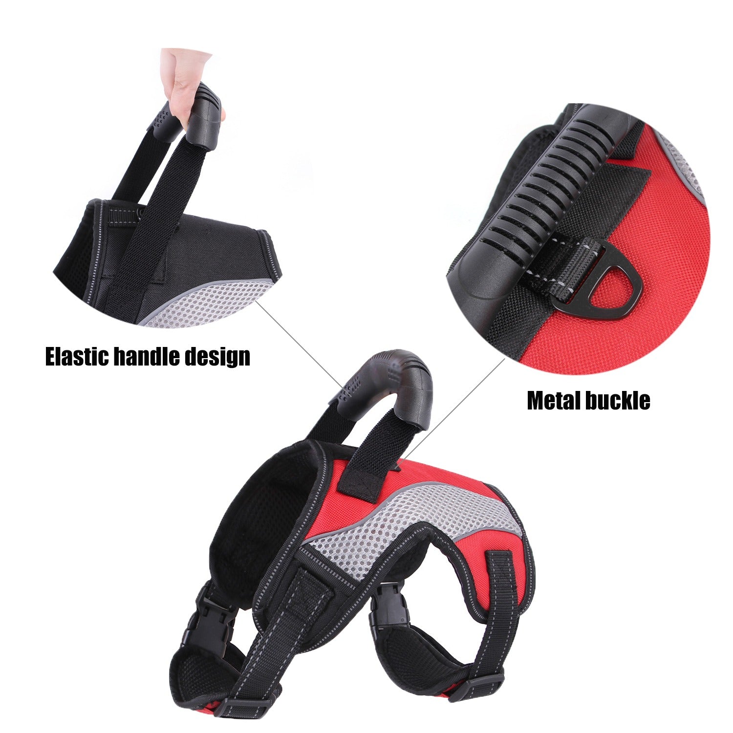 Escape Proof No Pull Dog Harness with Handle, Adjustable Soft Padded Vest Harness for Small Medium Large Dogs, Breathable Control Pet Harness for Walking Hiking Training