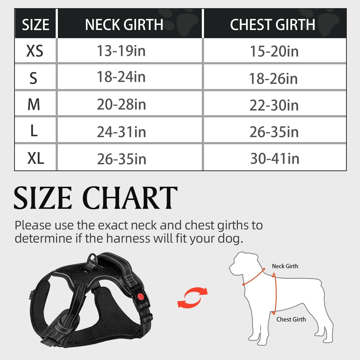 No Pull Dog Harness for Large Dogs with Handle, Adjustable Soft Padded Reflective Pet Vest Harness with Dual Leash Clips, No Choke Control Harness for Walking Training Hiking, Black, Size L