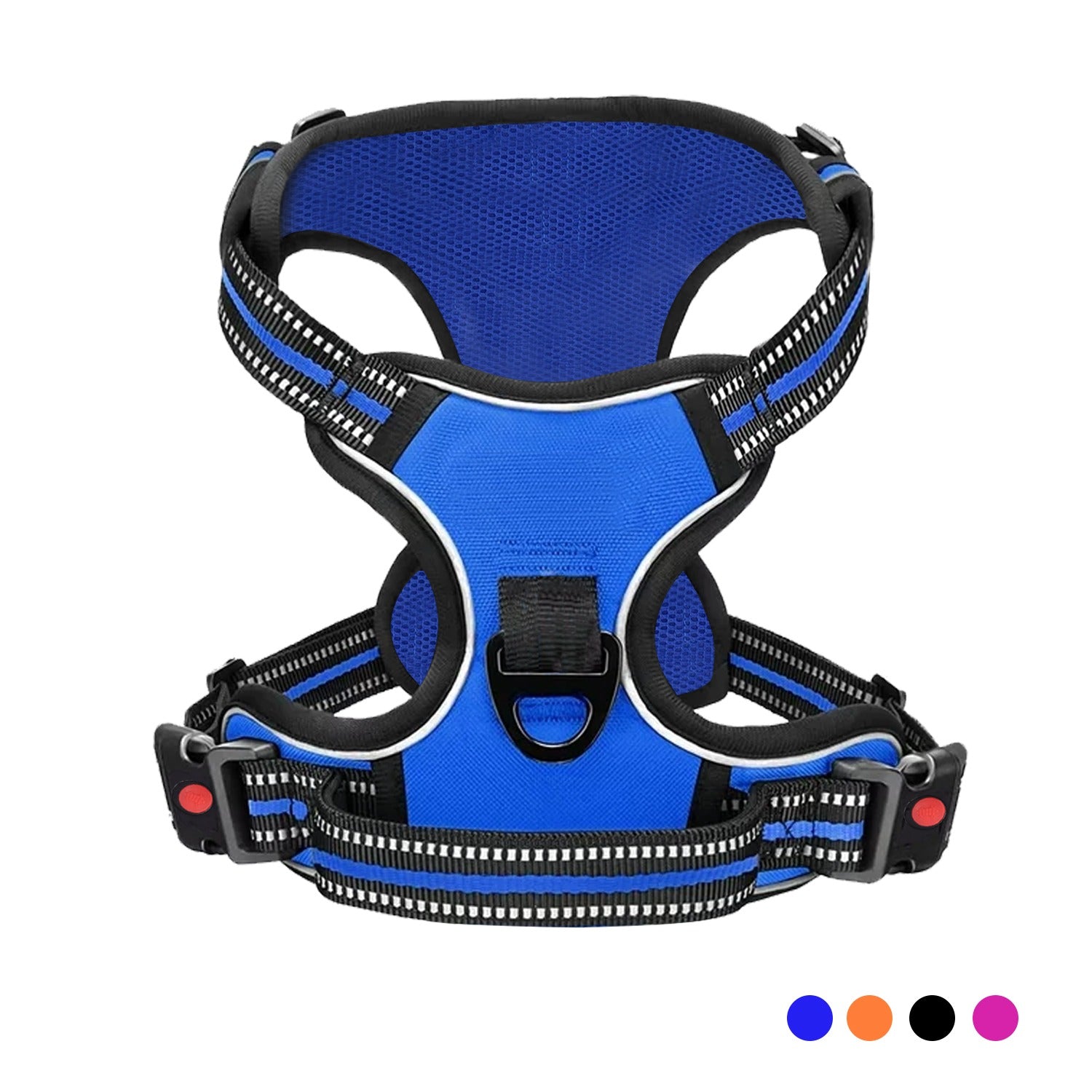 No Pull Dog Harness for Large Dogs with Handle, Adjustable Soft Padded Reflective Pet Vest Harness with Dual Leash Clips, No Choke Control Dog Harness for Walking Training Hiking, Blue