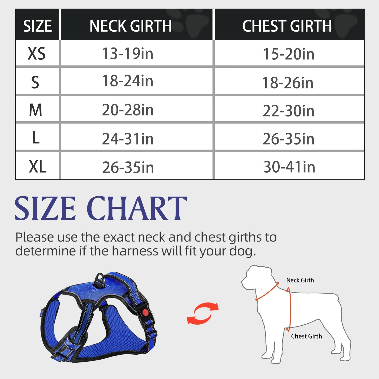 No Pull Dog Harness for Large Dogs with Handle, Adjustable Soft Padded Reflective Pet Vest Harness with Dual Leash Clips, No Choke Control Dog Harness for Walking Training Hiking, Blue