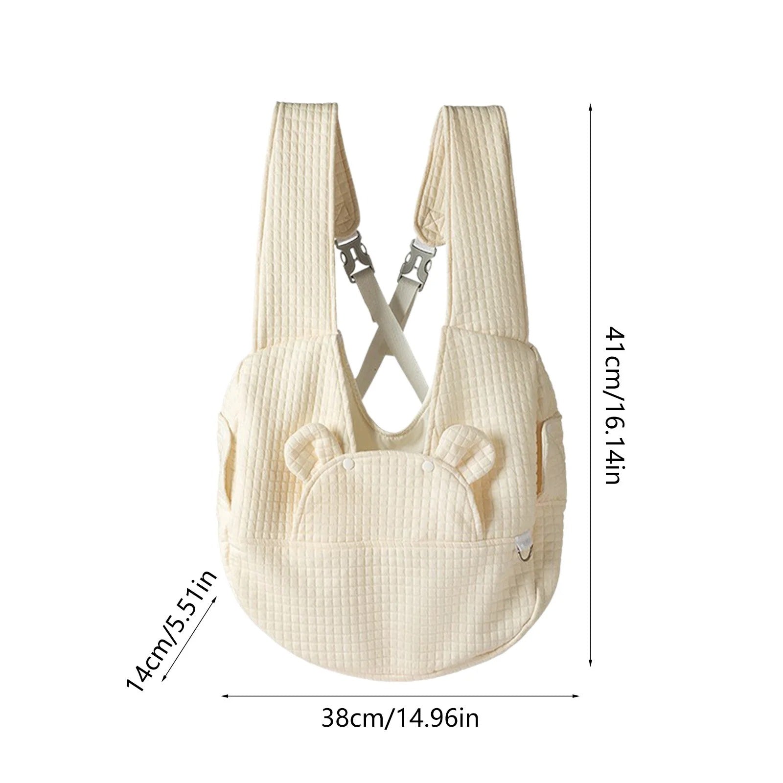 Adjustable Cloth Pet Carrier Backpack for Small Dogs and Cats, Front Chest Travel Bag with Breathable Mesh, Padded Interior, Lightweight and Ergonomic for Outdoor Walking and Travel, Beige, 41x38x14cm