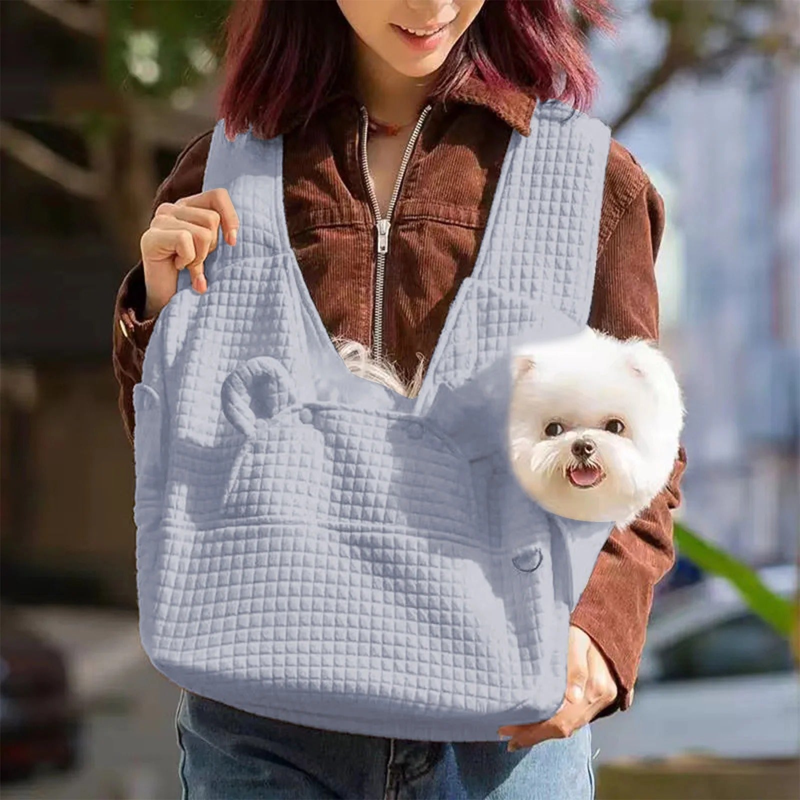 Adjustable Cloth Pet Carrier Backpack for Small Dogs and Cats, Front Chest Travel Bag with Breathable Mesh, Padded Interior, Lightweight and Ergonomic for Outdoor Walking and Travel, Beige, 41x38x14cm