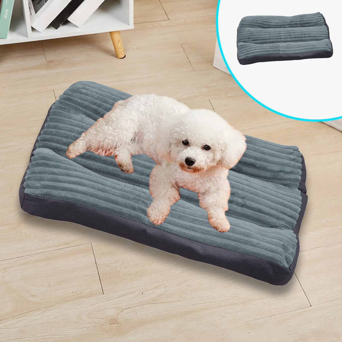 Small Dog Bed for Winter, Washable Puppy Cushion, Rectangular Soft Pet Bed for Small Dogs and Cats, Non-Slip Stain Resistant Cozy Dog Crate Mat, Warm and Comfortable Gray Pet Bedding