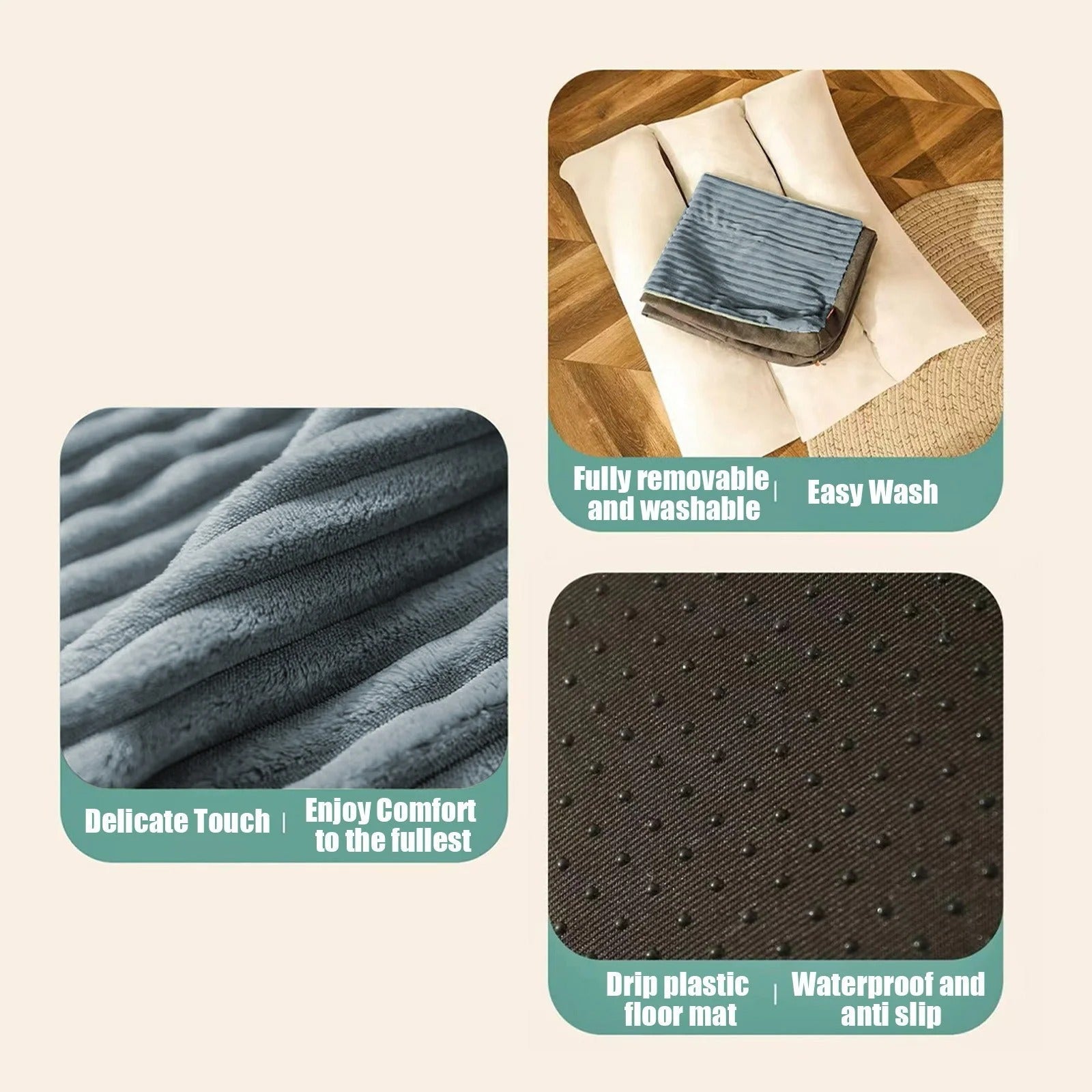 Small Dog Bed for Winter, Washable Puppy Cushion, Rectangular Soft Pet Bed for Small Dogs and Cats, Non-Slip Stain Resistant Cozy Dog Crate Mat, Warm and Comfortable Gray Pet Bedding