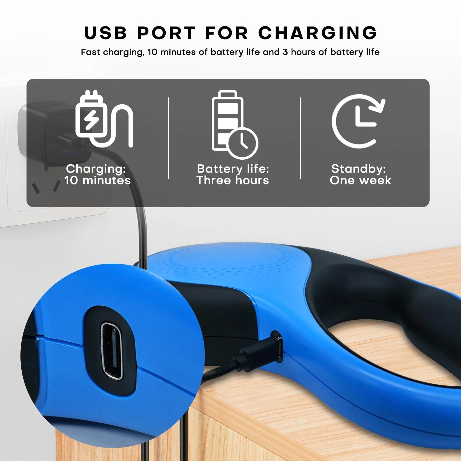 Retractable Dog Leash with LED Light, 16Ft Heavy Duty Tangle-Free Dog Leash for Small Medium Large Dogs up to 110lbs, Chew-Proof Cable, One-Handed Control, Blue