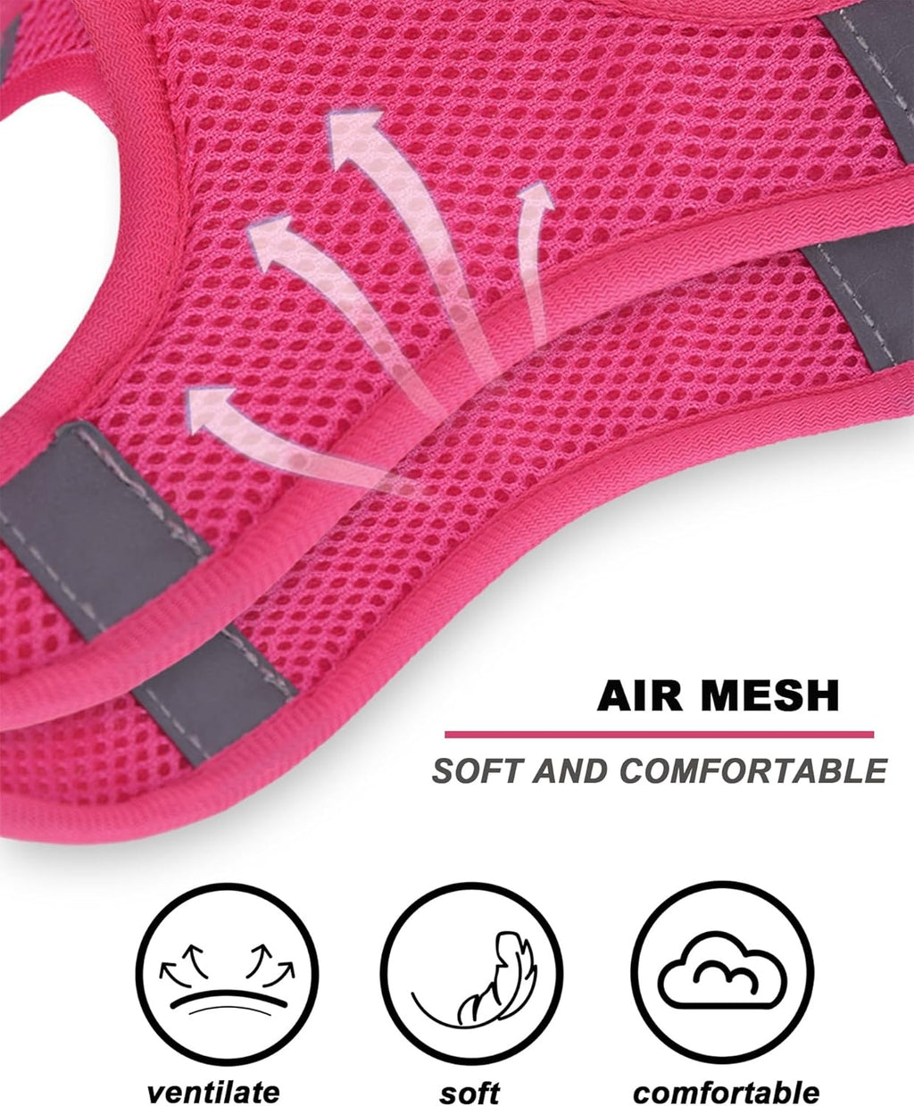 XS Adjustable No Escape Dog Harness and Leash Set for Small Dogs and Cats, Breathable Mesh Puppy Vest with Floral Rose Pattern for Walking, Training & Everyday Outdoor Activities – Roseo