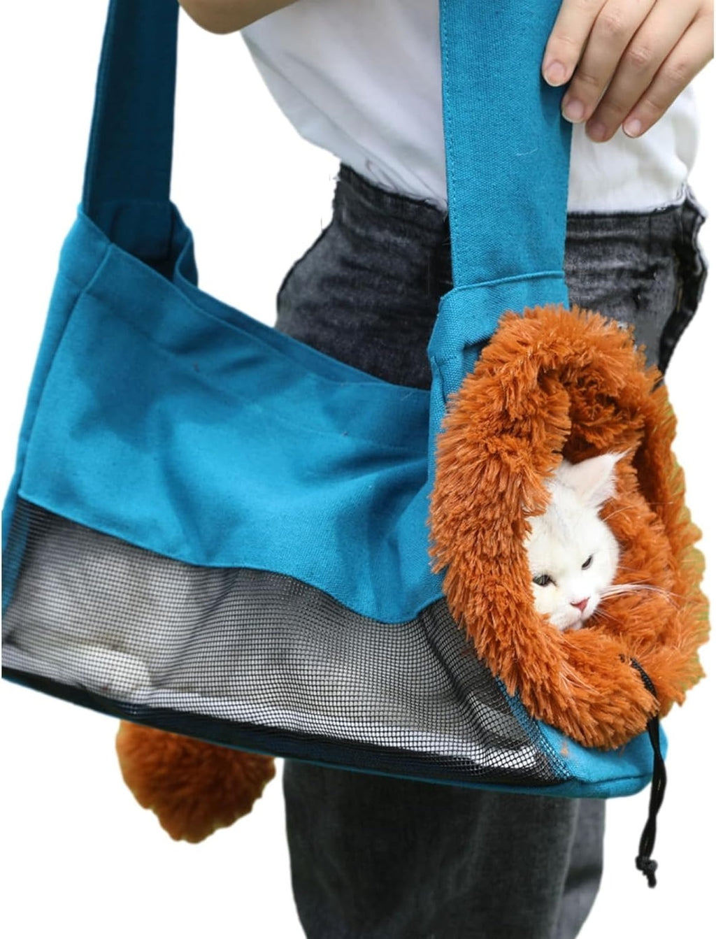 Lion-Shaped Blue Pet Carrier Backpack for Small Dogs and Cats, Cute & Cozy Animal Design Travel Bag with Breathable Mesh, Comfortable Shoulder Straps for Outdoor Walking, Hiking & Daily Use