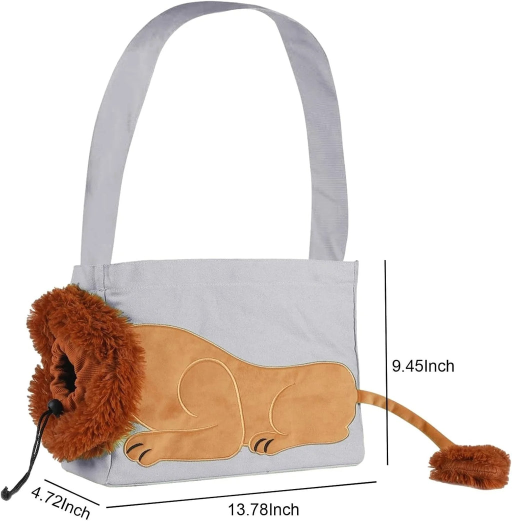 Lion-Shaped White Pet Carrier Backpack for Small Dogs and Cats, Cute & Cozy Animal Design Travel Bag with Breathable Mesh, Comfortable Shoulder Straps for Outdoor Walking, Hiking & Daily Use