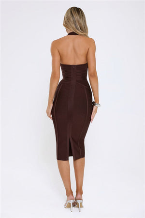 Not Your Girl Bandage Midi Dress Brown