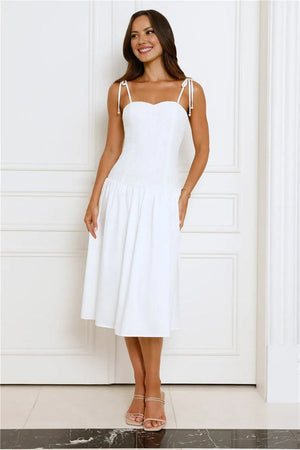 Sailing On A Dream Lace Midi Dress White