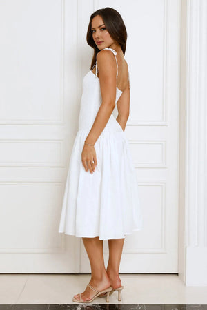 Sailing On A Dream Lace Midi Dress White