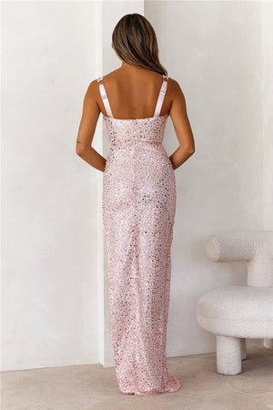 Love Me For Me Sequin Maxi Dress Pink